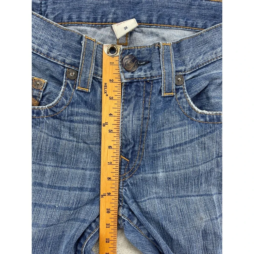 VTG True Religion Men's Jeans 36x30‎ Blue Suede Horseshoe Mid Rise Whisker